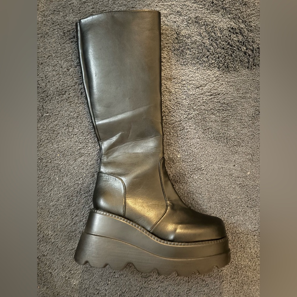 Black Platform Knee-High Boots
